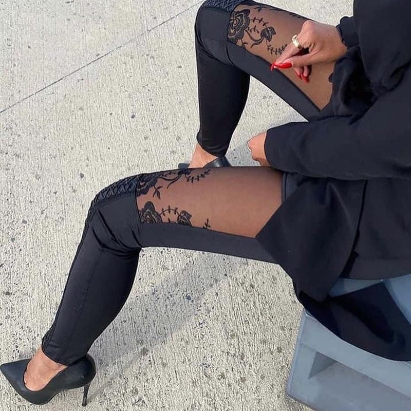 Lace Embroidered Leggings