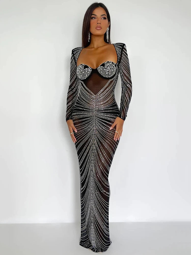 Mesh Rhinestone Dress