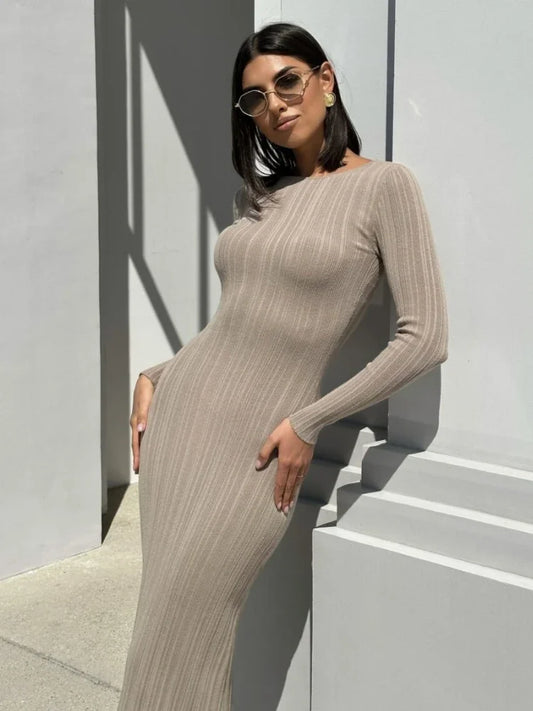 Ribbed Long Sleeve Maxi Dress