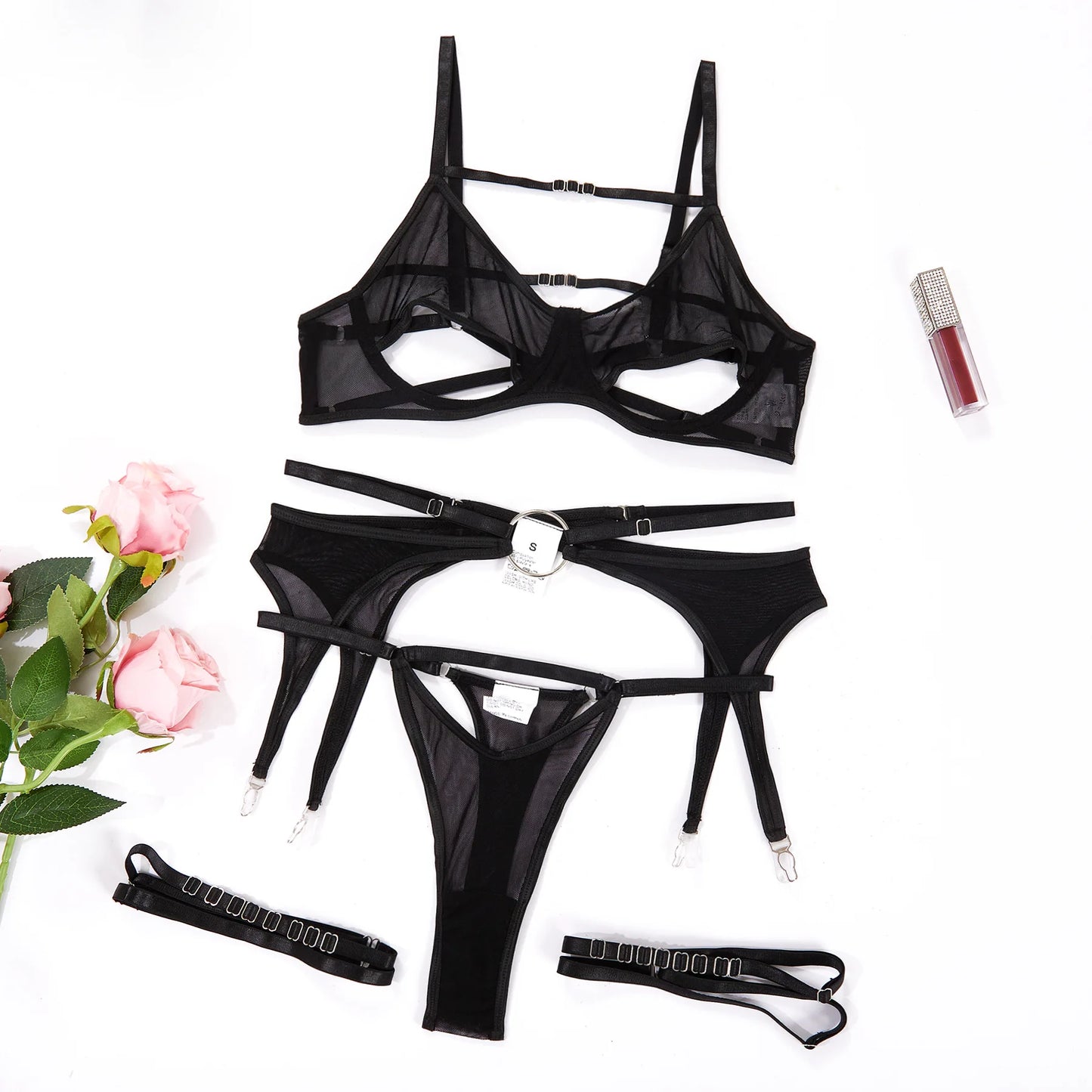 Mesh Cutout Lingerie Set