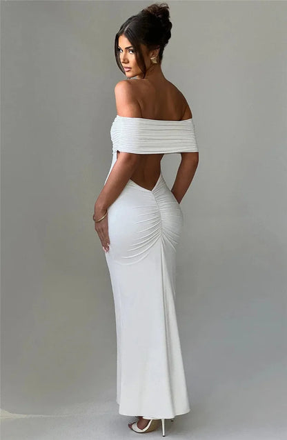 Off Shoulder Backless Maxi Dress