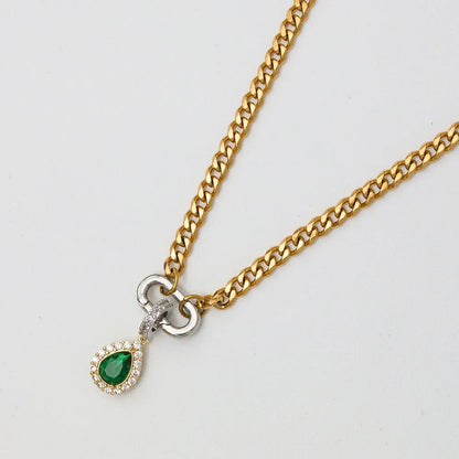 Green Water Drop Necklace With Pendant