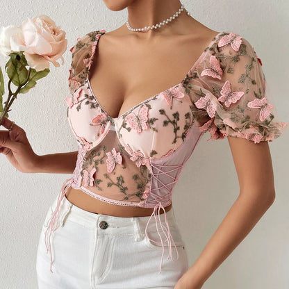 Butterfly Embroidery Top