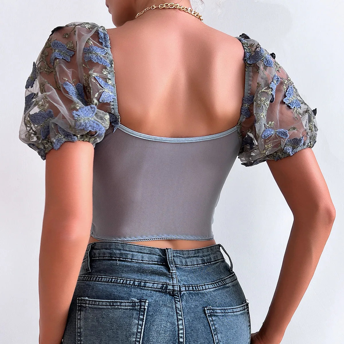 Butterfly Embroidery Top