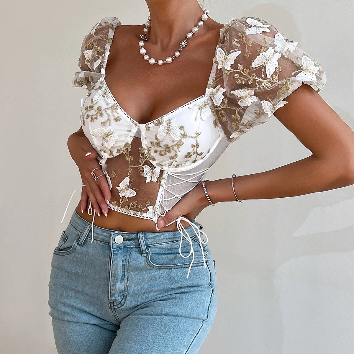 Butterfly Embroidery Top