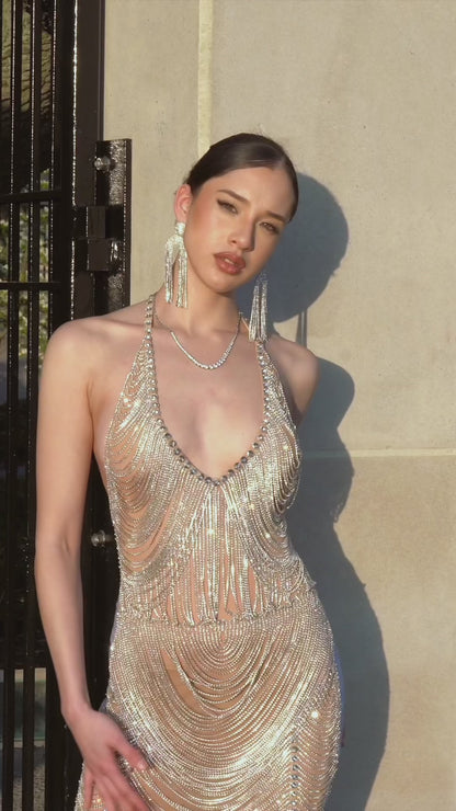 Silver Rhinestone Gown